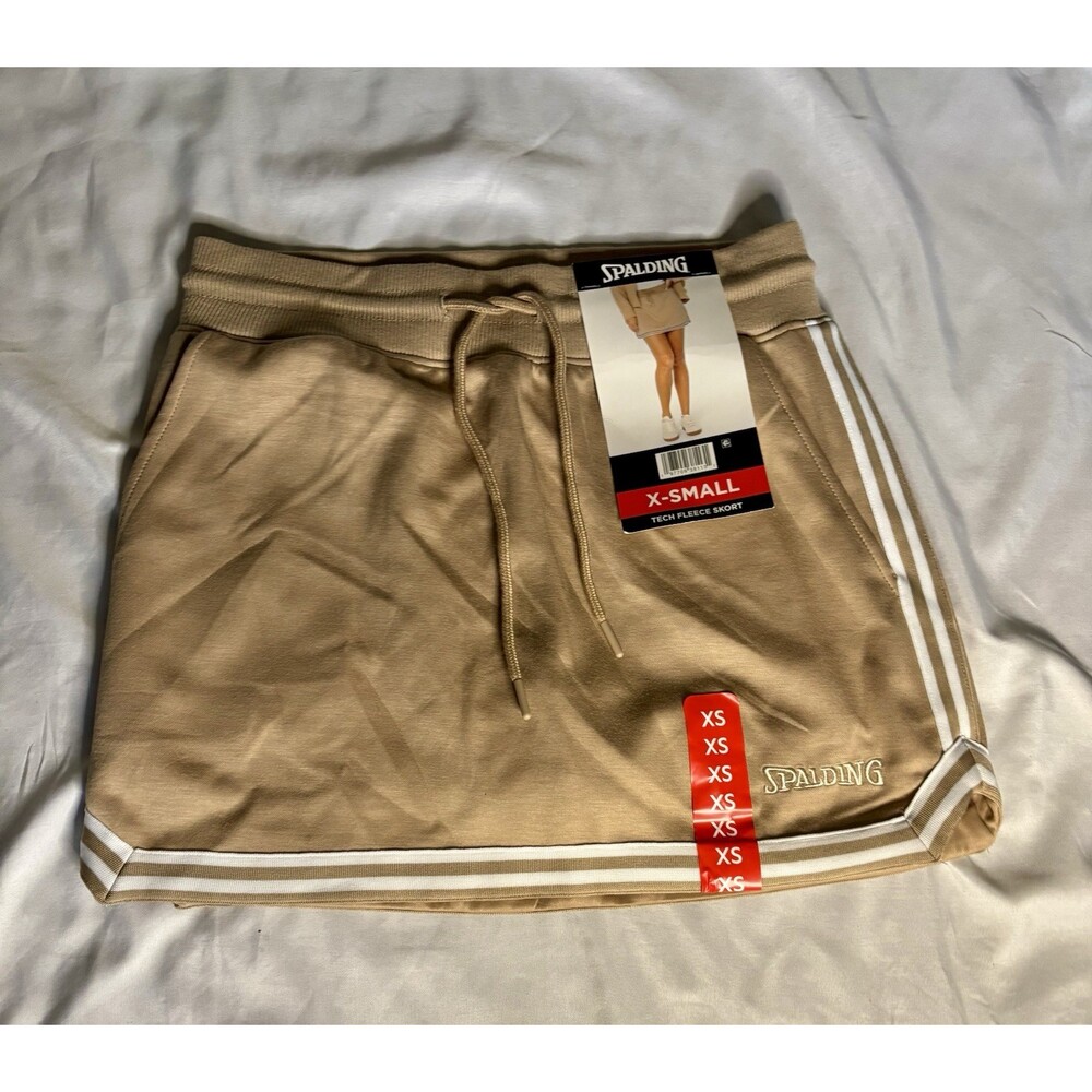 Spalding Women's Elastic Waist Side Pockets Relaxed Fit Skort Size X-Small Beige